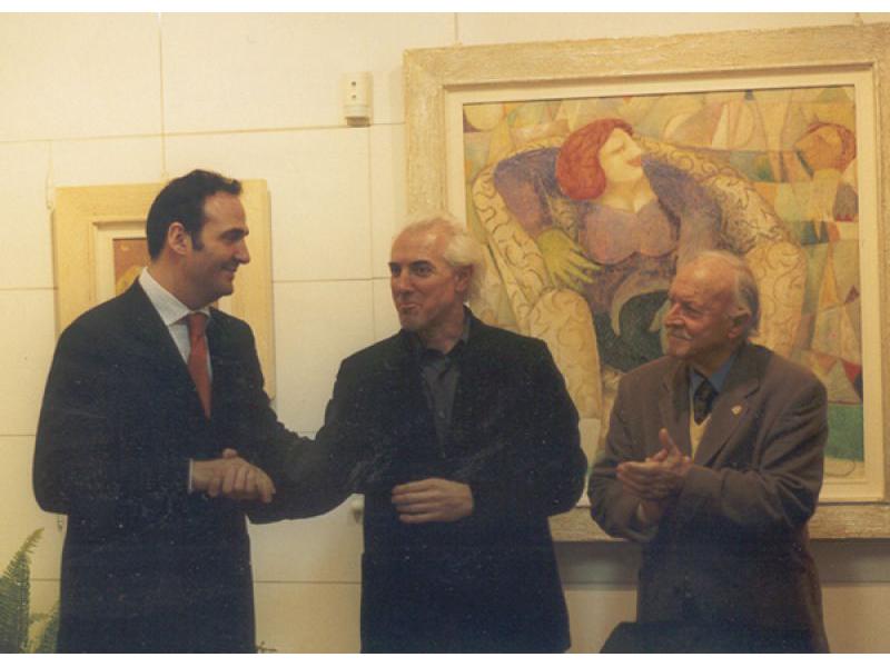 2002 Ponsacco -Brunetti, Giovanni Maranghi con i critici Maurizio Vanni e Tommaso Paloscia