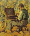 Pittore sul -motivo-, 1945. Olio su cartone,cm. 35x26