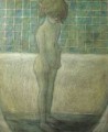 Il bagno di Serena, 1968. tecnica mista su masonite, cm. 85x66