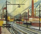 Scalo ferroviario, 1952. Olio su masonite, cm 40x49