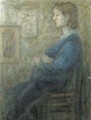 Serena in attesa, 1985. Olio su cartone, cm. 68x50