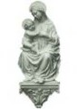 Madonna col Bambino, mezzotondo in gesso patinato, cm. 49