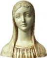 Madonna, mezzotondo in gesso patinato, cm. 22,5