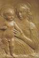 Madonna col Bambino, bassorilievo in terracotta patinata, cm. 43,5