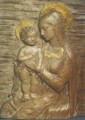 Madonna col Bambino, terracotta patinata con particolari in oro, cm. 56