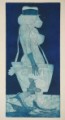 Di sera - acquaforte fondo blu, cm 32x15